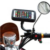 Suporte Celular Moto ou Biz  ajuste haste espelho retrovisor  até 6.7 polegadas + Fonte 5V