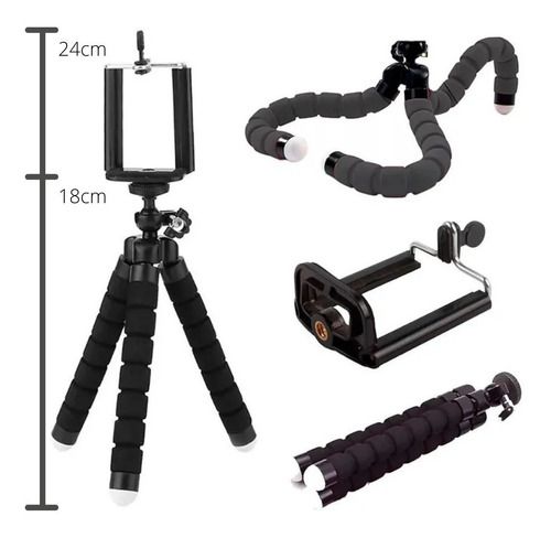 Tripé Para Celular Ajustável Móvel 18 Cm + Suporte Câmera Celular 360 Graus