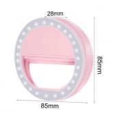 Luz De Selfie Ring Light Anel Led Flash Celular Recarregável Rosa